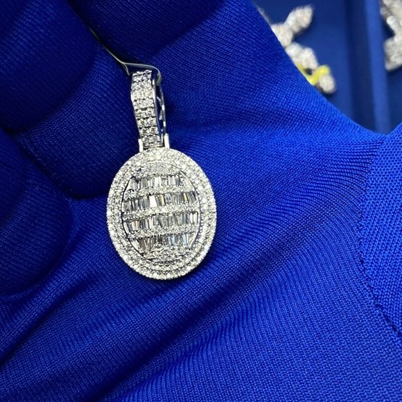 14k White Gold Men's Custom Diamond Pendant